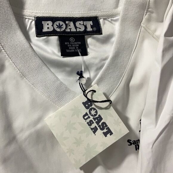 Boast VTG NWT White Pullover V Neck Tennis Sanibel Harbor Resort Wind Shirt XL - Picture 2 of 6